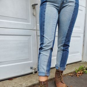 Striped blue mom jeans